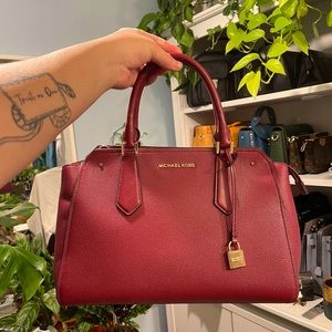 Michael Kors Berry-Red Satchel Handbag